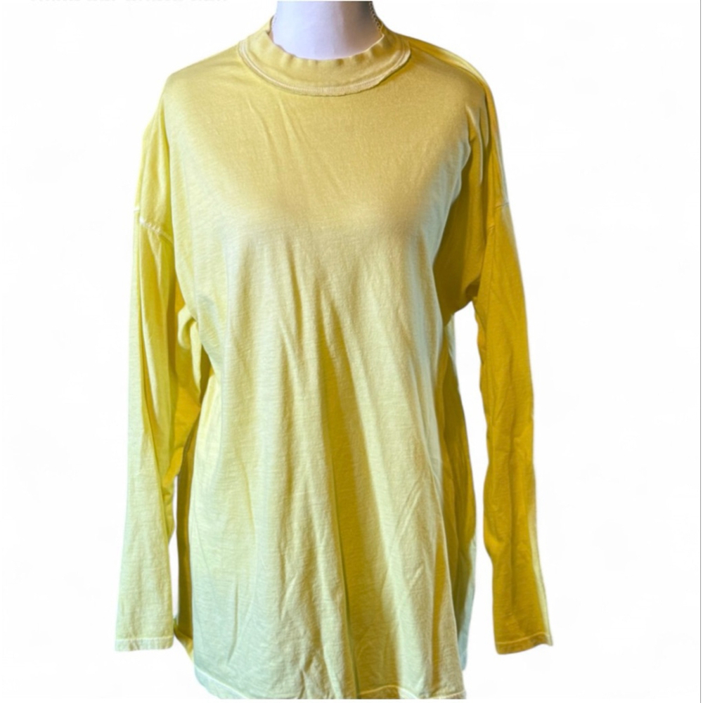 💛 We The Free Free People Yellow Long Sleeve Tee Size M Oversized Slouchy Top